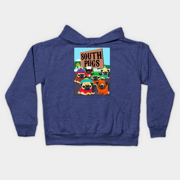 SOUTH PUGS Kids Hoodie by darklordpug